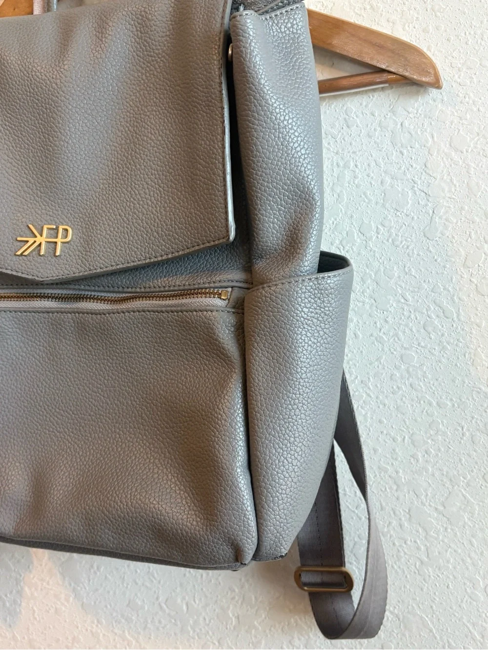 Freshly Picked Stone Gray Diaper Bag Backpack Vegan Leather